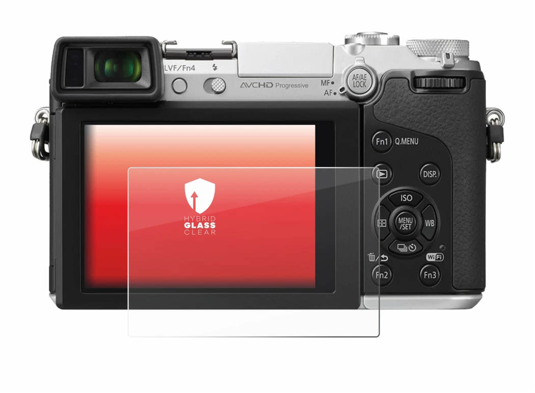 Immagine del dispositivo Panasonic Lumix DMC-GX7 con un'ampia varietà di protezioni per lo schermo.