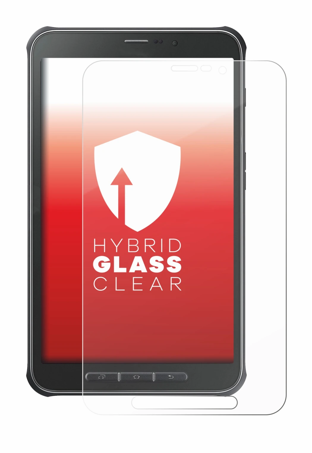 Immagine del dispositivo Samsung Galaxy Tab Active SM-T365 con un'ampia varietà di protezioni per lo schermo.