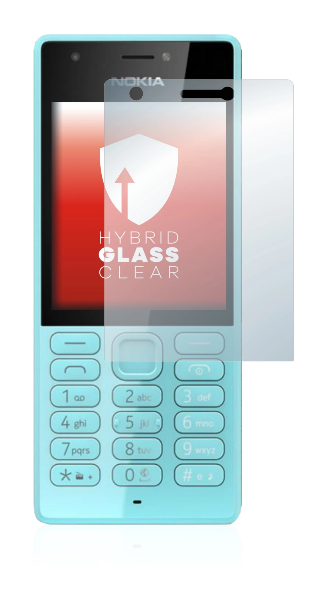 Immagine del dispositivo Nokia 216 con un'ampia varietà di protezioni per lo schermo.