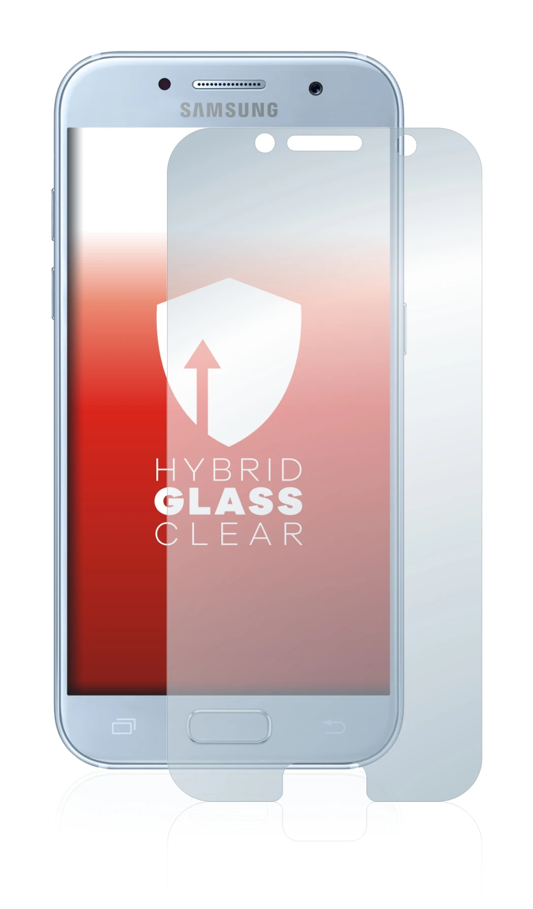 Immagine del dispositivo Samsung Galaxy A5 2017 con un'ampia varietà di protezioni per lo schermo.