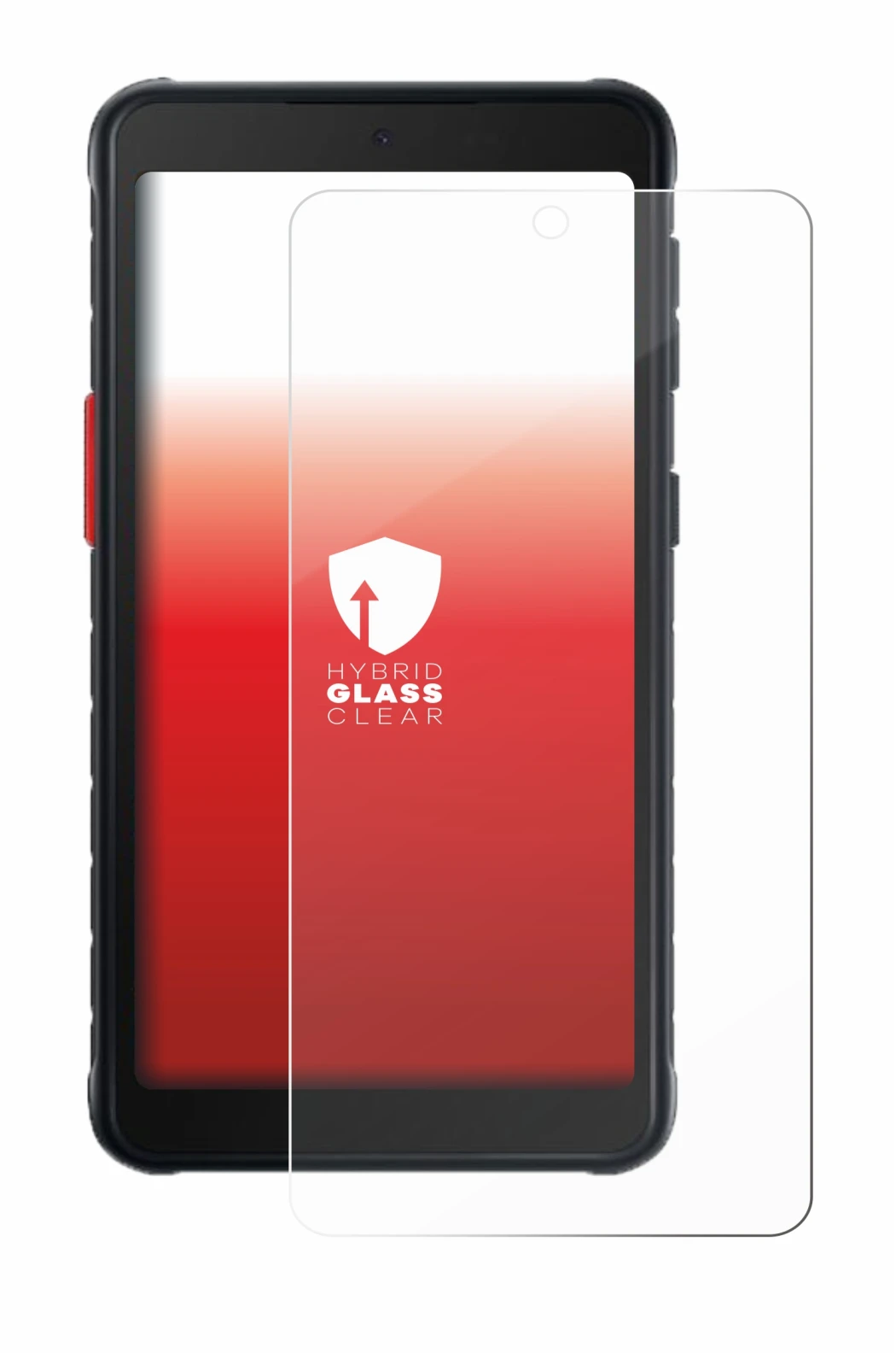 Immagine del dispositivo Samsung Galaxy XCover 5 con un'ampia varietà di protezioni per lo schermo.