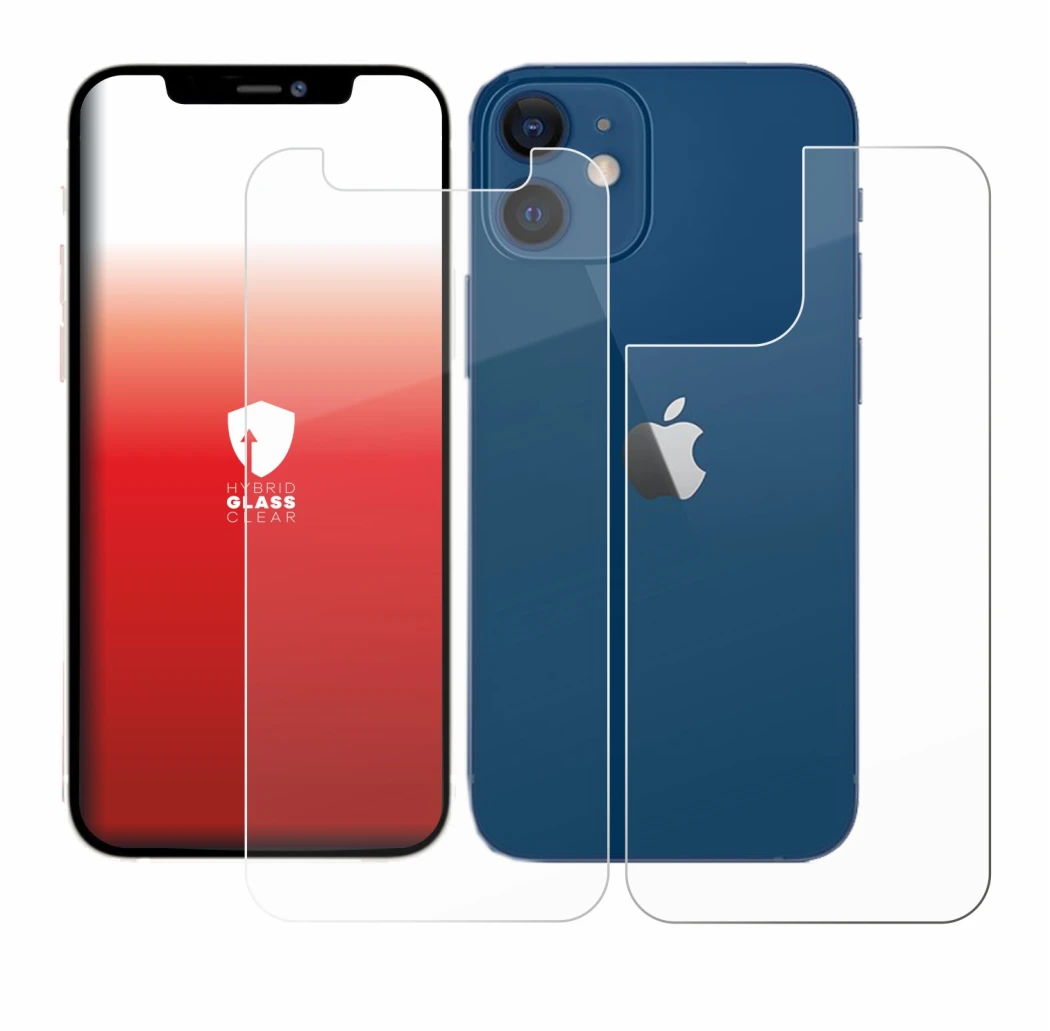 Immagine del dispositivo Apple iPhone 12 mini (Fronte+Retro) con un'ampia varietà di protezioni per lo schermo.