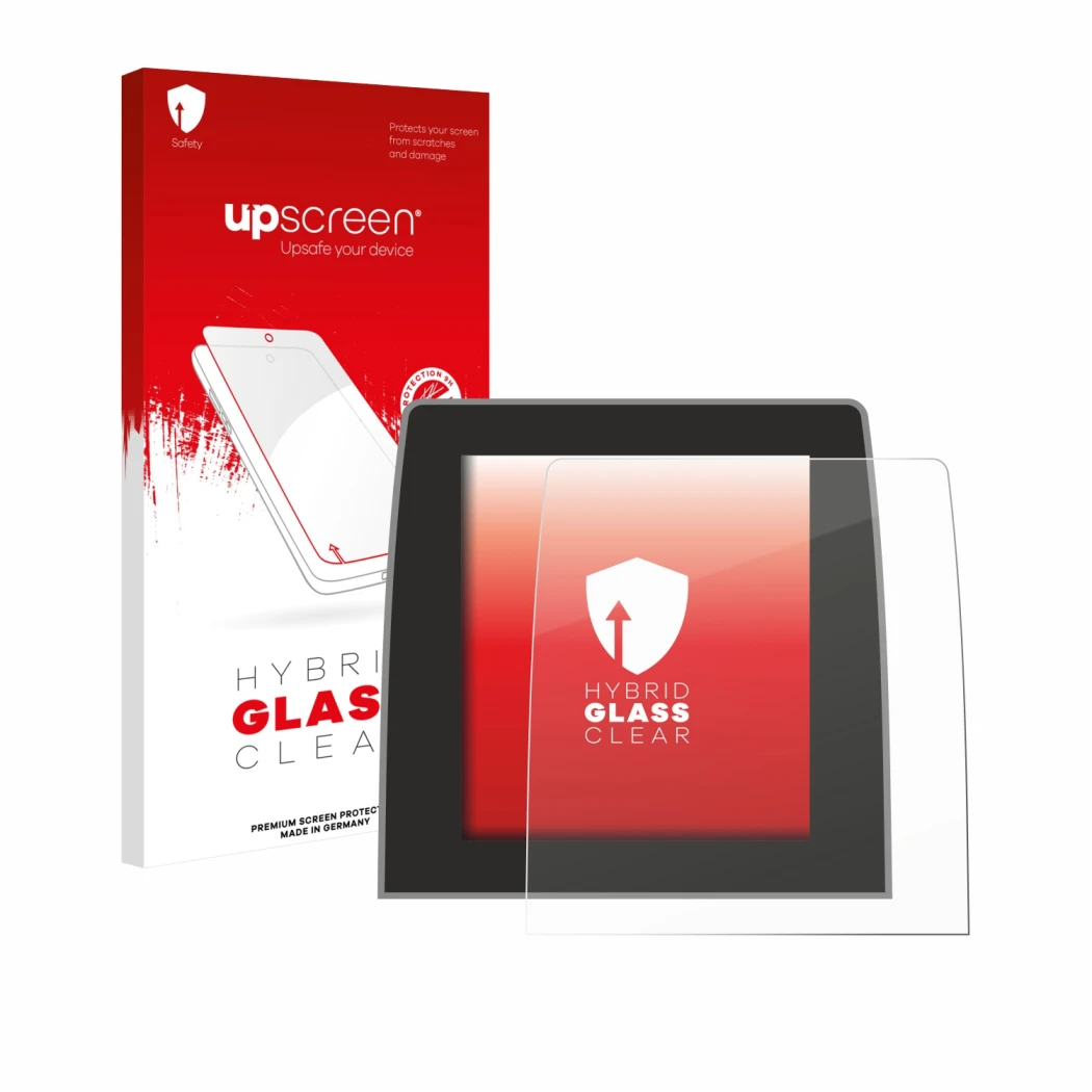 Parte frontale di una confezione del prodotto con il logo del marchio upscreen. Accanto è raffigurato il dispositivo Renault C