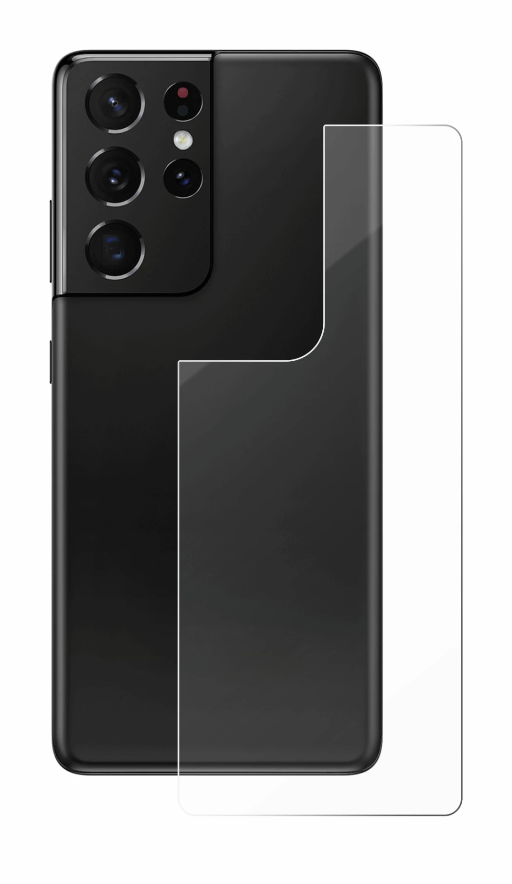 Immagine del dispositivo Samsung Galaxy S21 Ultra 5G (Posteriore) con un'ampia varietà di protezioni per lo schermo.