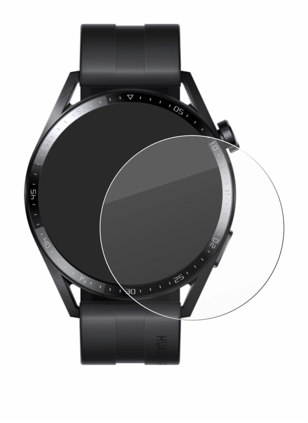 Immagine del dispositivo Huawei Watch GT 3 (46 mm) con un'ampia varietà di protezioni per lo schermo.