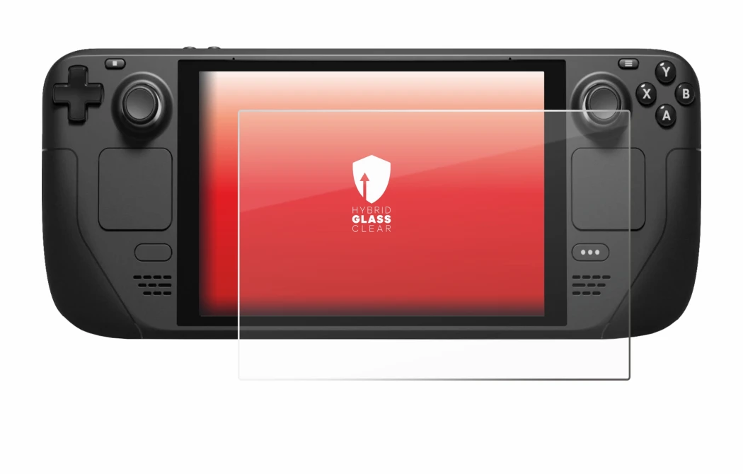 Immagine del dispositivo Valve Steam Deck con un'ampia varietà di protezioni per lo schermo.