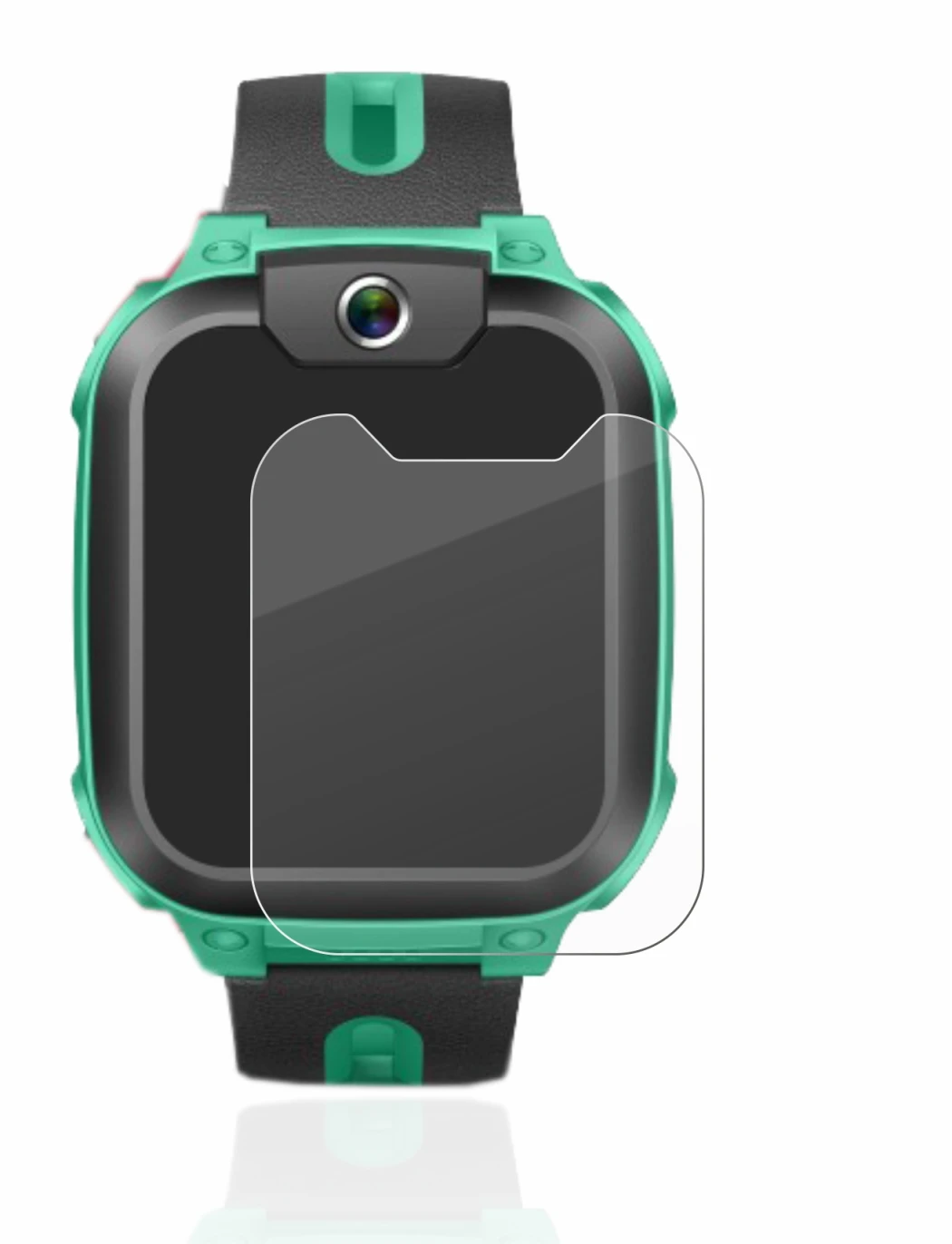 Immagine del dispositivo Imoo Watch Phone Z1 con un'ampia varietà di protezioni per lo schermo.