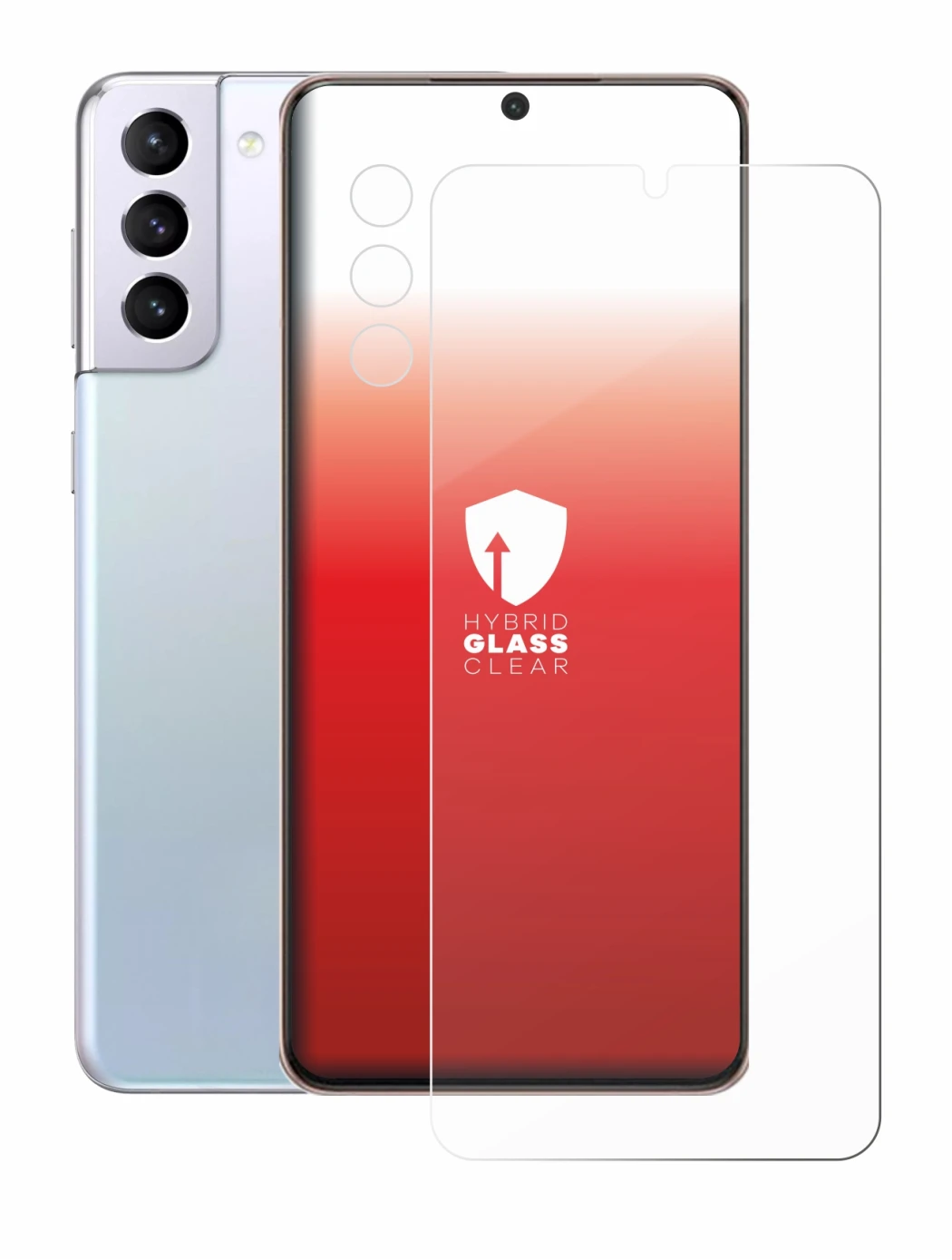 Immagine del dispositivo Samsung Galaxy S21 Plus 5G (Fronte+Fotocamera) con un'ampia varietà di protezioni per lo schermo.