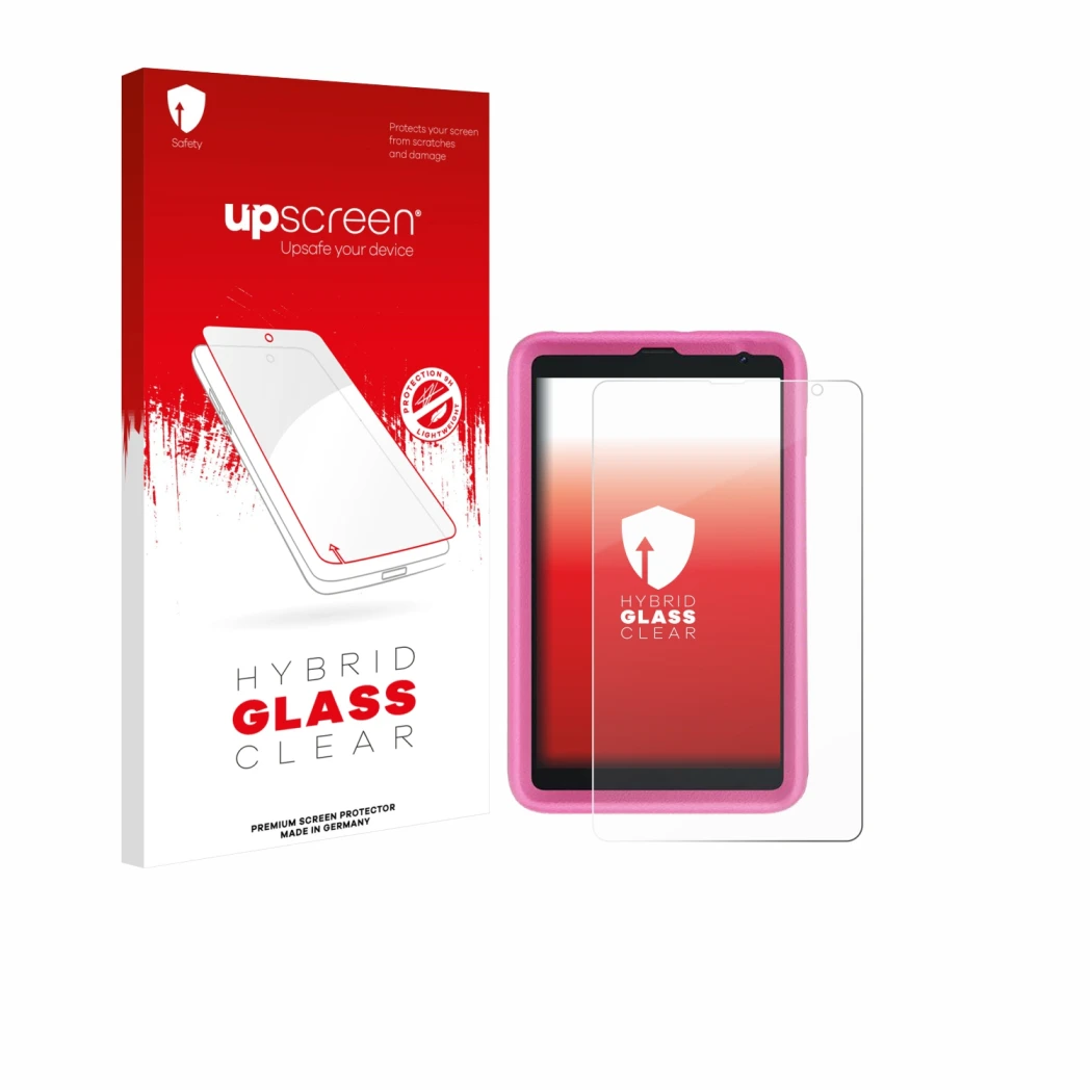 Parte frontale di una confezione del prodotto con il logo del marchio upscreen. Accanto è raffigurato il dispositivo Blackview