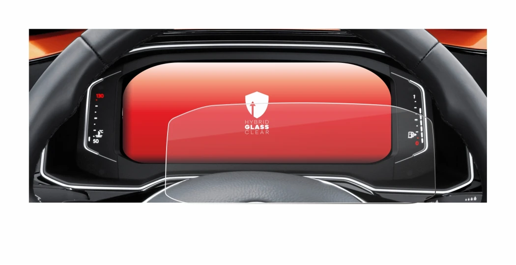 Immagine del dispositivo Volkswagen Polo 6 Digital Cockpit Pro con un'ampia varietà di protezioni per lo schermo.