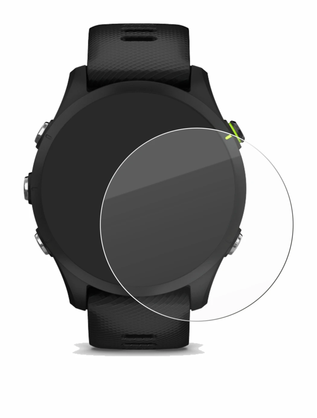 Immagine del dispositivo Garmin Forerunner 255 Music con un'ampia varietà di protezioni per lo schermo.