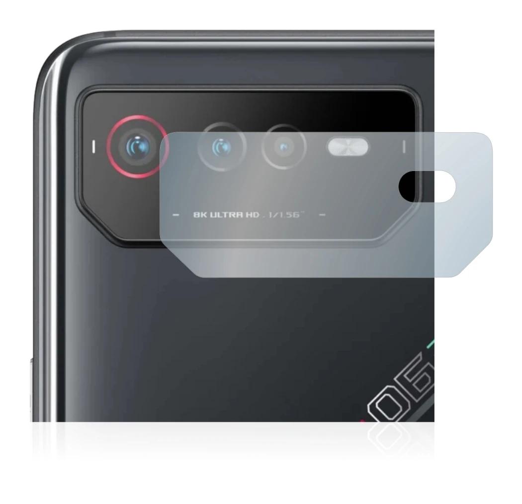 Immagine del dispositivo ASUS ROG Phone 6 (SOLO Fotocamera) con un'ampia varietà di protezioni per lo schermo.