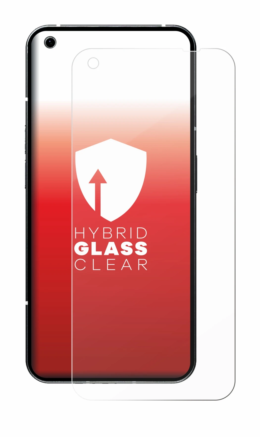 Immagine del dispositivo Nothing Phone (1) con un'ampia varietà di protezioni per lo schermo.