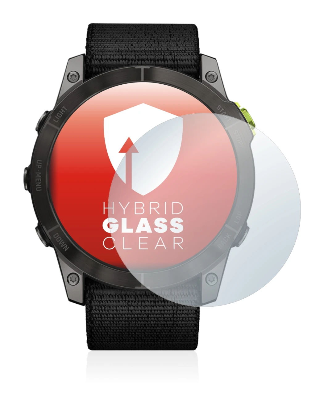 Immagine del dispositivo Garmin Enduro 2 con un'ampia varietà di protezioni per lo schermo.