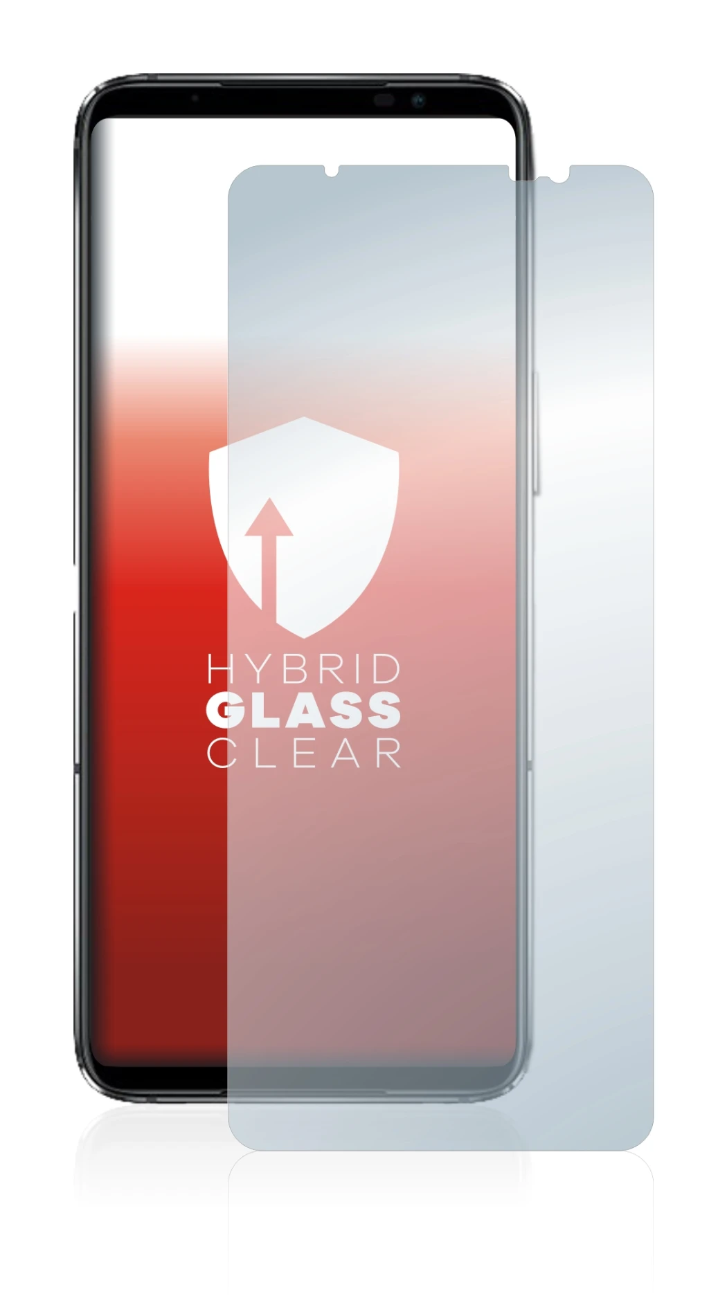 Immagine del dispositivo ASUS ROG Phone 6D Ultimate con un'ampia varietà di protezioni per lo schermo.