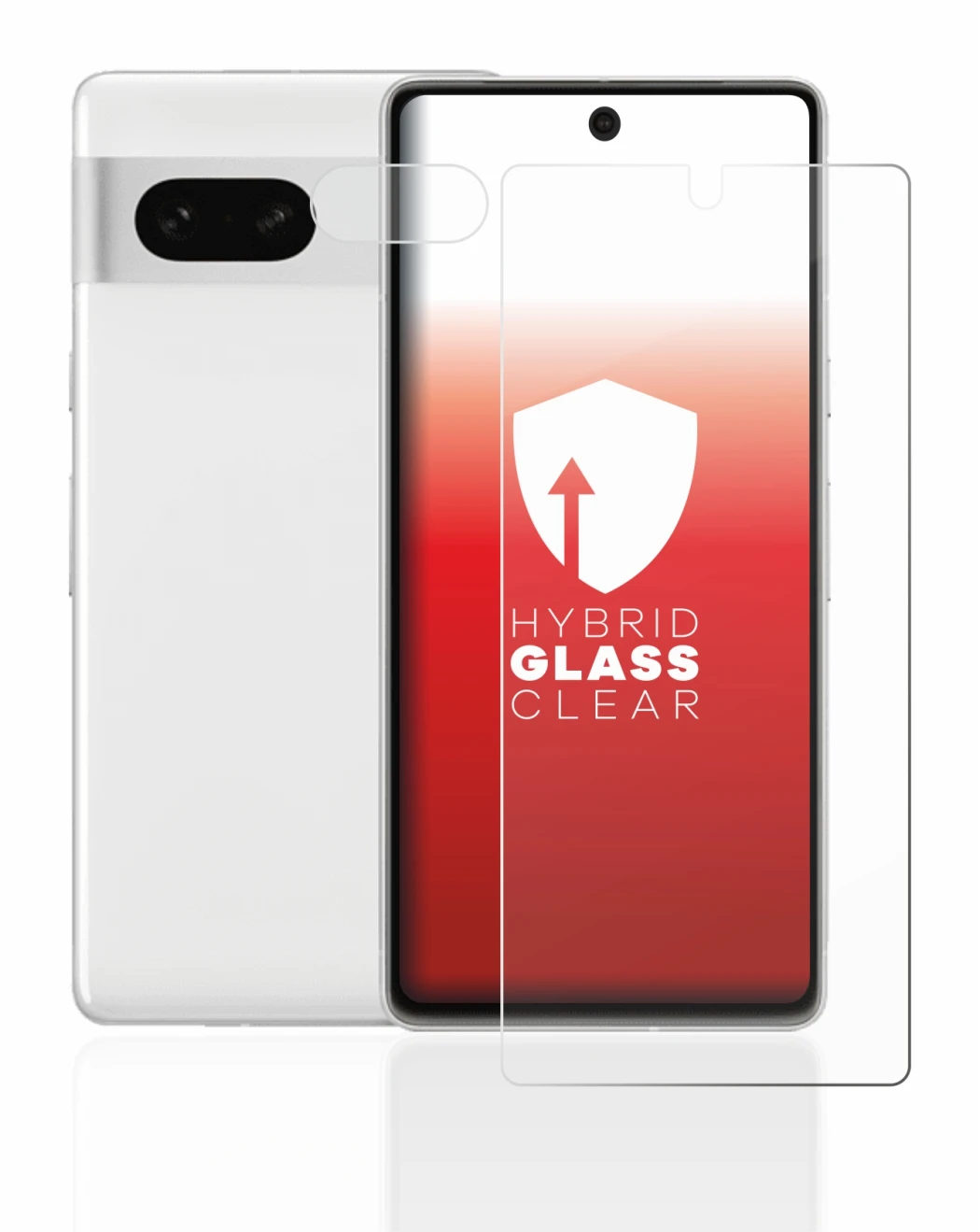 Immagine del dispositivo Google Pixel 7 (Fronte+Fotocamera) con un'ampia varietà di protezioni per lo schermo.