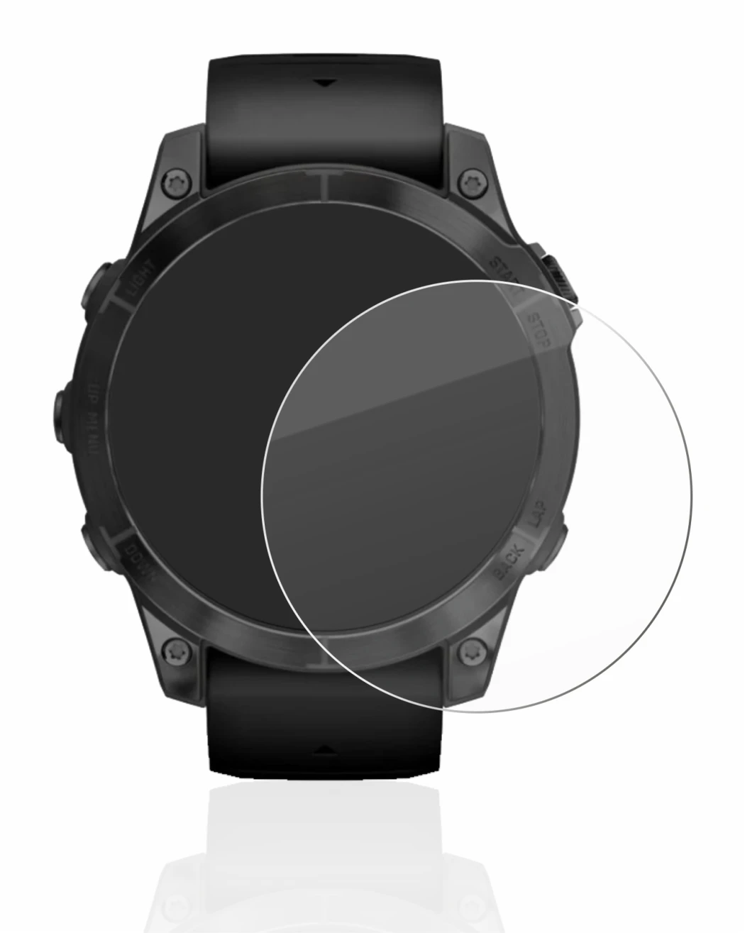 Immagine del dispositivo Garmin Epix Pro (Gen 2) (47 mm) con un'ampia varietà di protezioni per lo schermo.