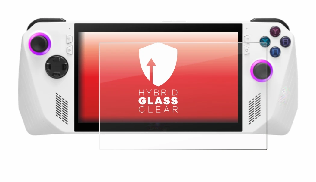 Immagine del dispositivo ASUS ROG Ally (2023) RC71L con un'ampia varietà di protezioni per lo schermo.