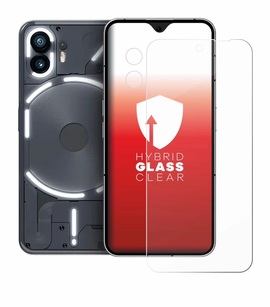 Immagine del dispositivo Nothing Phone (2) (Fronte+Fotocamera) con un'ampia varietà di protezioni per lo schermo.