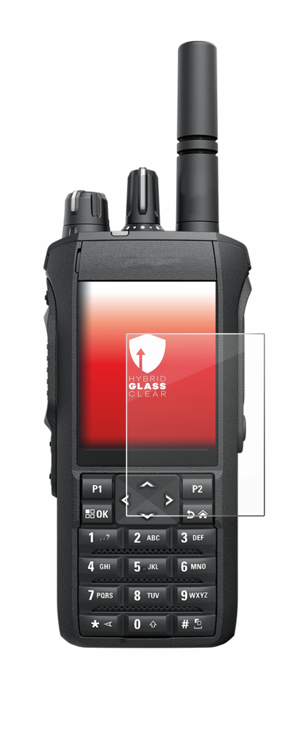 Immagine del dispositivo Motorola Mototrbo R7 con un'ampia varietà di protezioni per lo schermo.