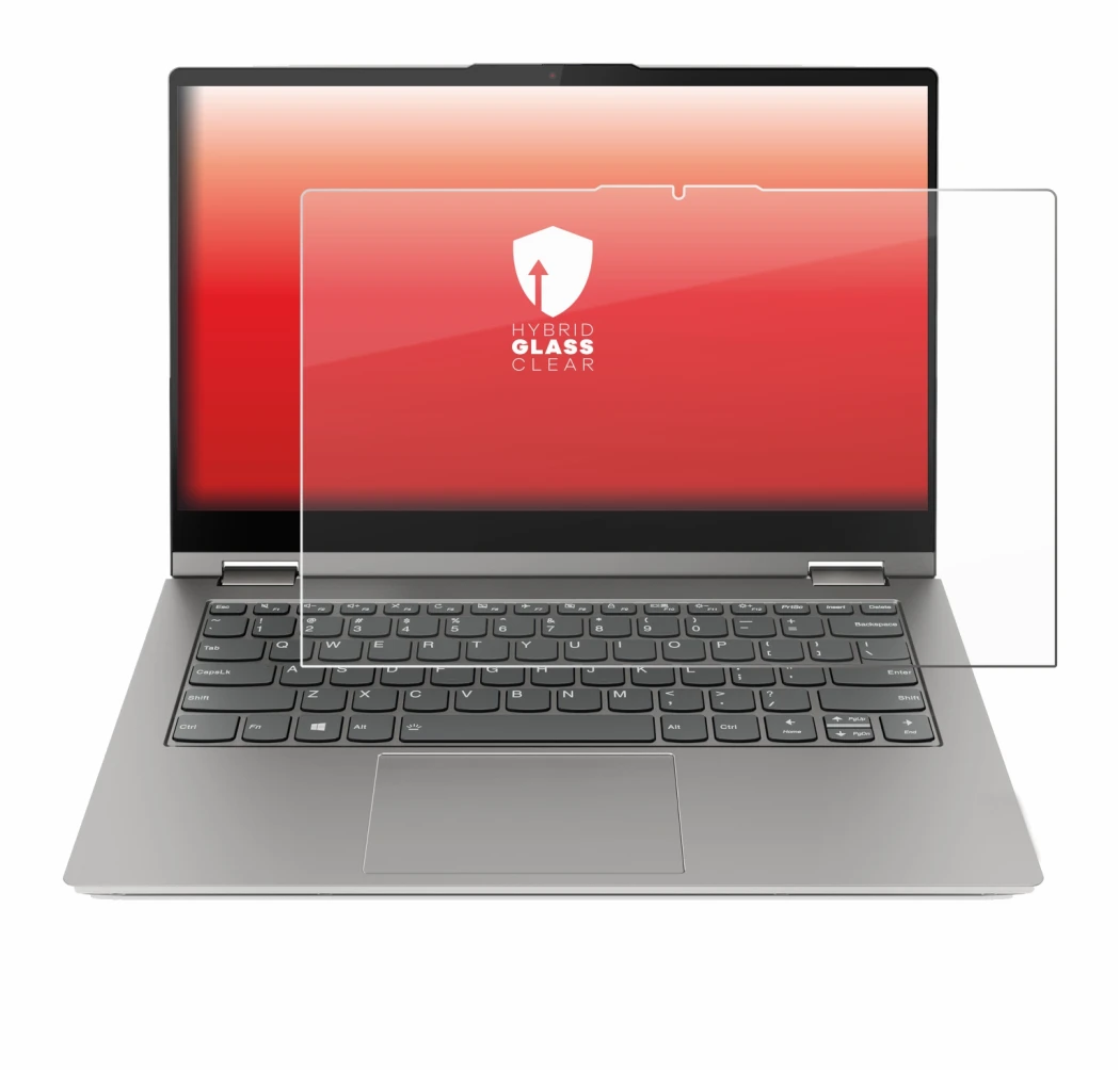Immagine del dispositivo Lenovo ThinkBook 14s Yoga G3 con un'ampia varietà di protezioni per lo schermo.