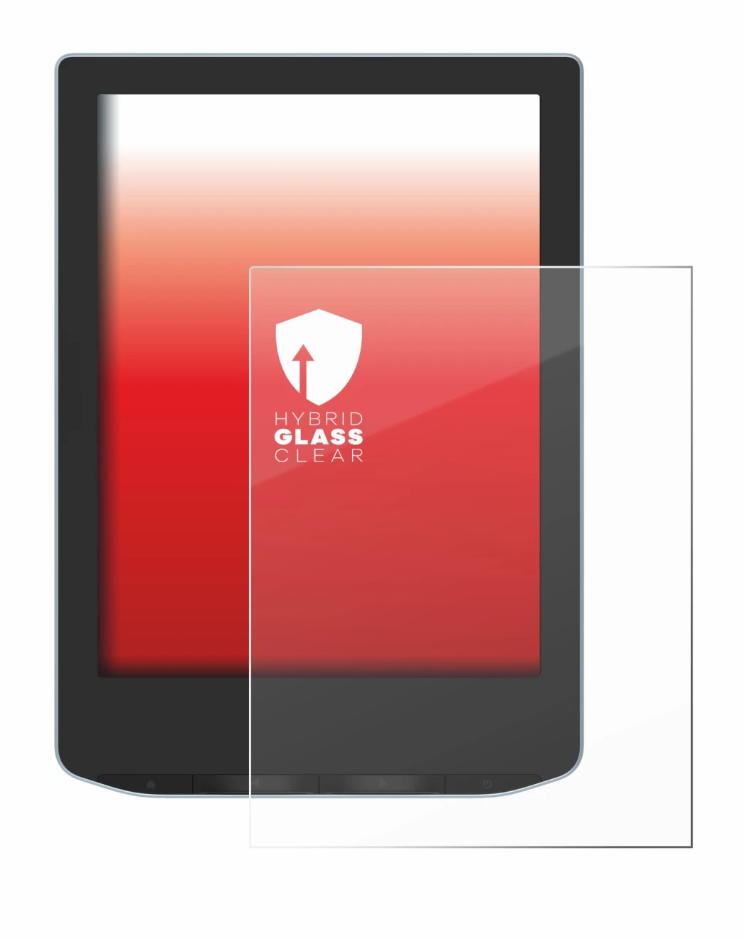 Immagine del dispositivo PocketBook Verse con un'ampia varietà di protezioni per lo schermo.