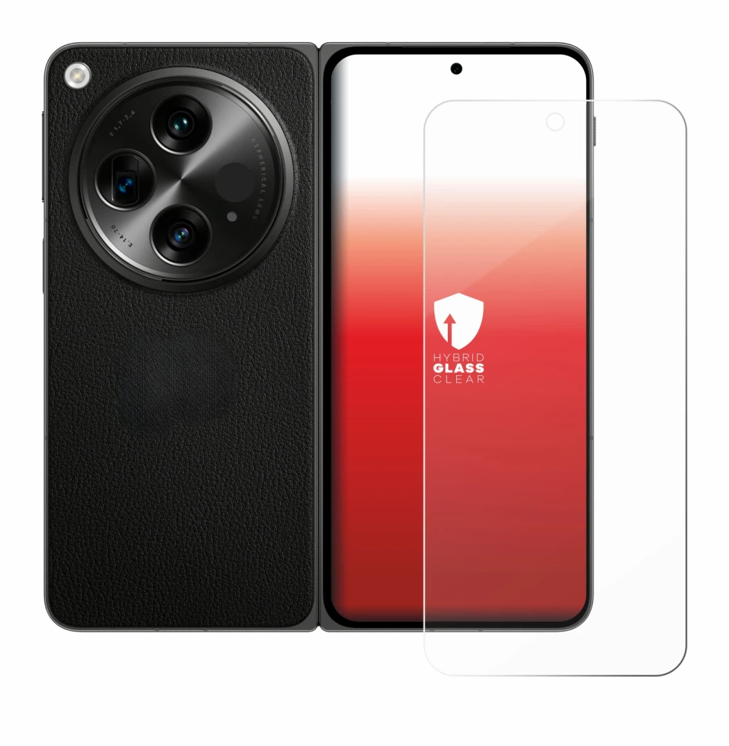 Immagine del dispositivo OnePlus Open con un'ampia varietà di protezioni per lo schermo.