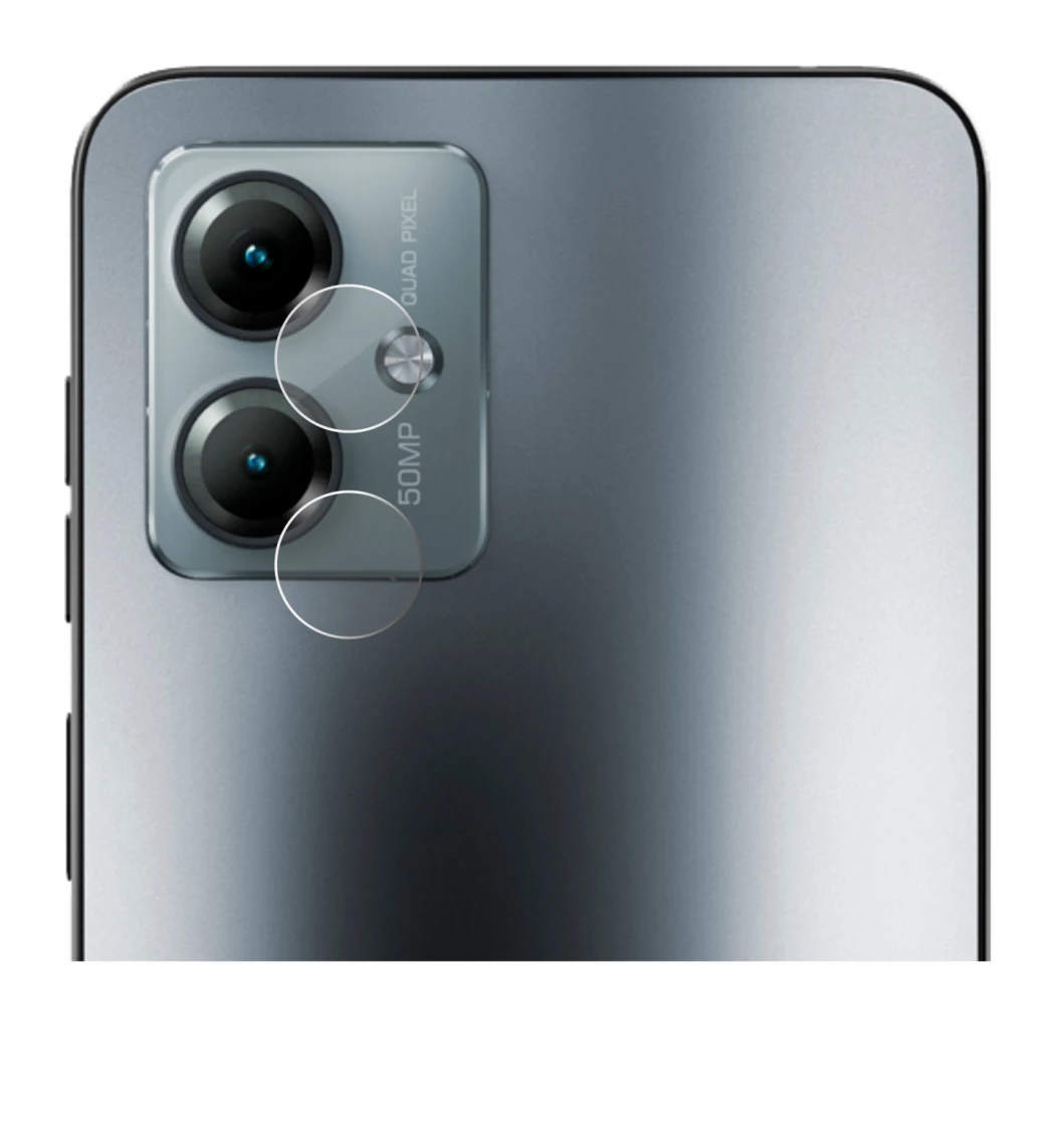 Immagine del dispositivo Motorola Moto G14 (SOLO Fotocamera) con un'ampia varietà di protezioni per lo schermo.