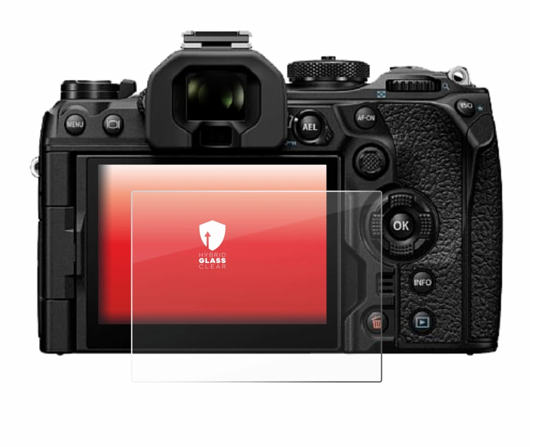 Immagine del dispositivo Olympus OM System OM-1 Mark II con un'ampia varietà di protezioni per lo schermo.