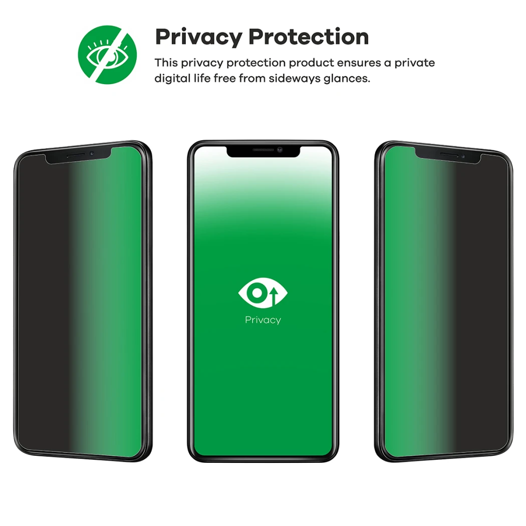 Dispositivo con filtro privacy applicato, che diventa nero se lo schermo viene osservato di lato.