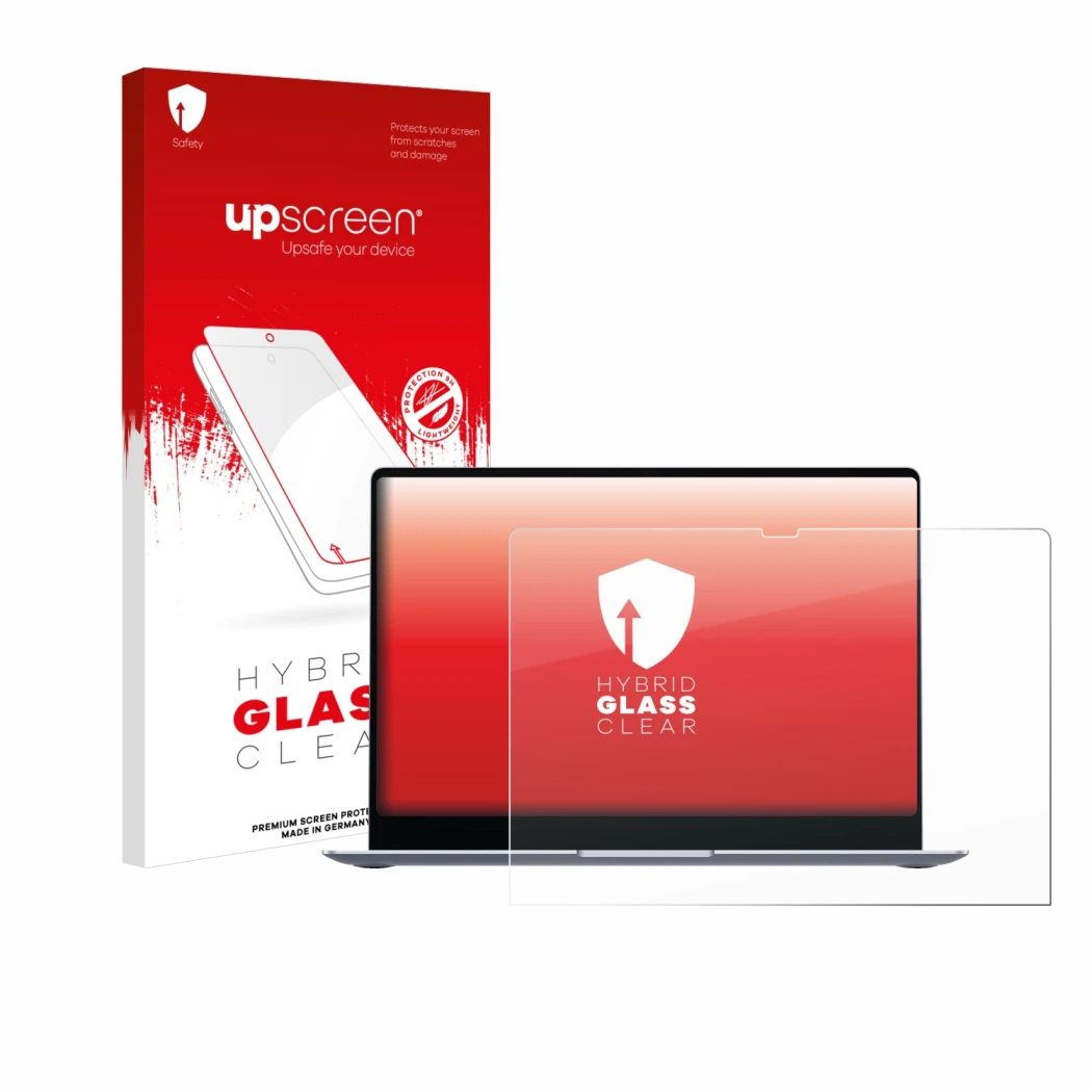 Parte frontale di una confezione del prodotto con il logo del marchio upscreen. Accanto è raffigurato il dispositivo Samsung G