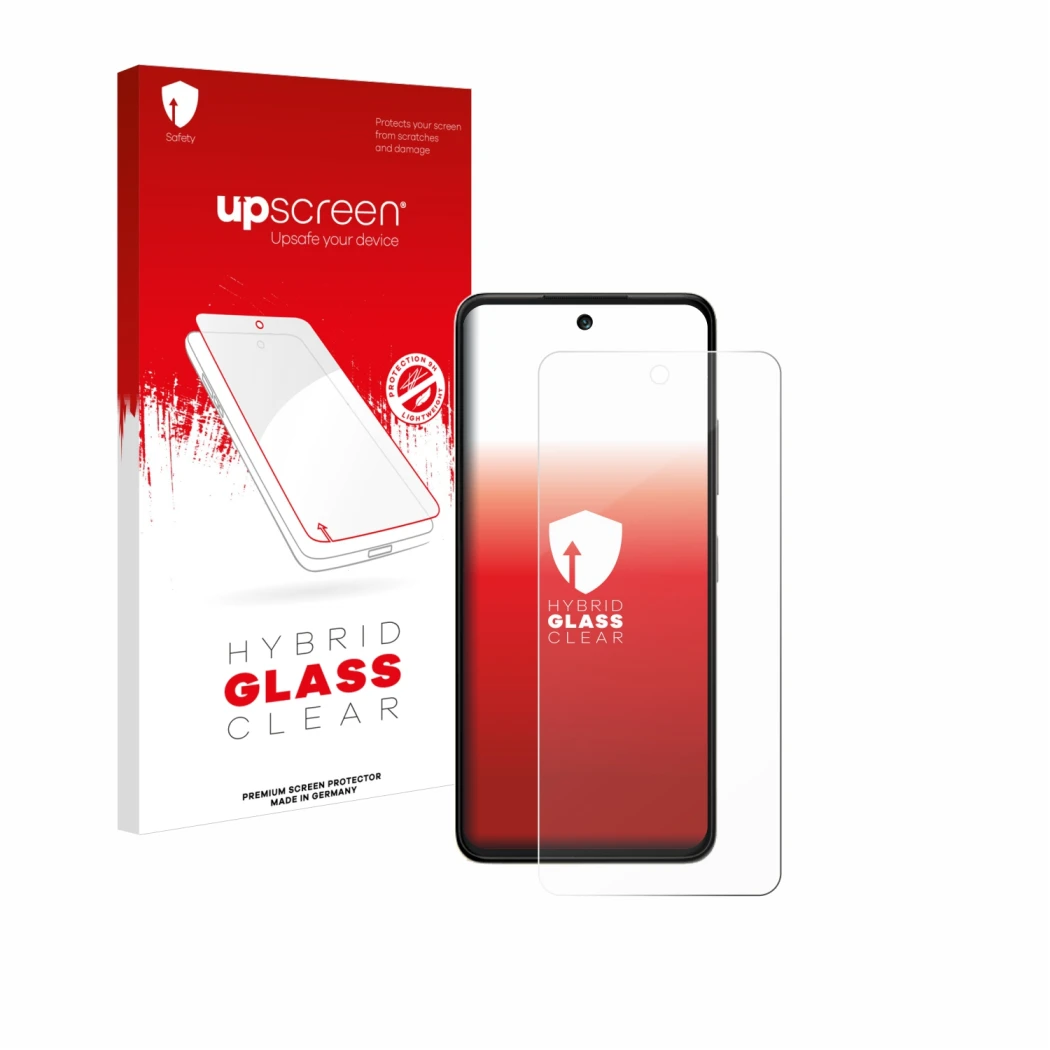 Parte frontale di una confezione del prodotto con il logo del marchio upscreen. Accanto è raffigurato il dispositivo ZTE Blade