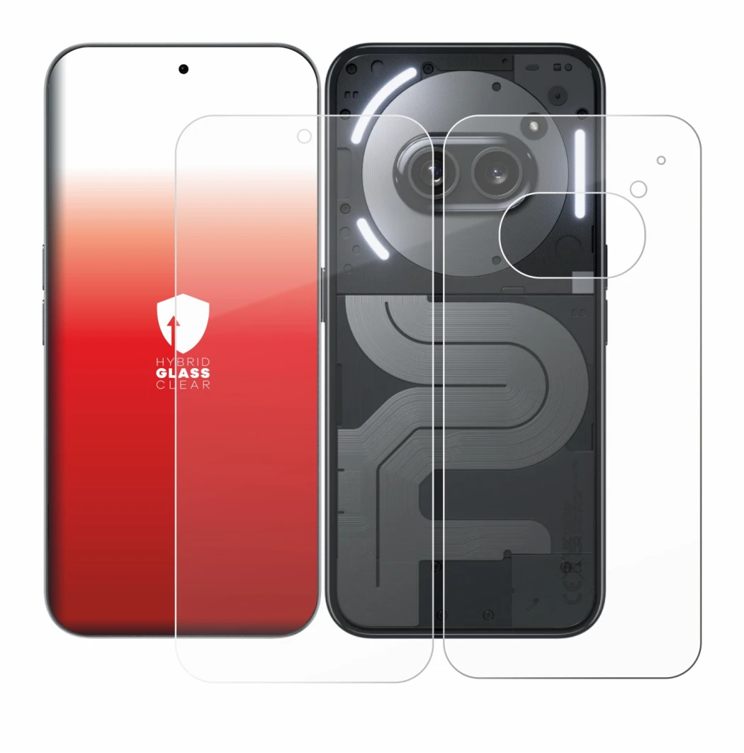 Immagine del dispositivo Nothing Phone (2a) Plus (Fronte+Retro) con un'ampia varietà di protezioni per lo schermo.