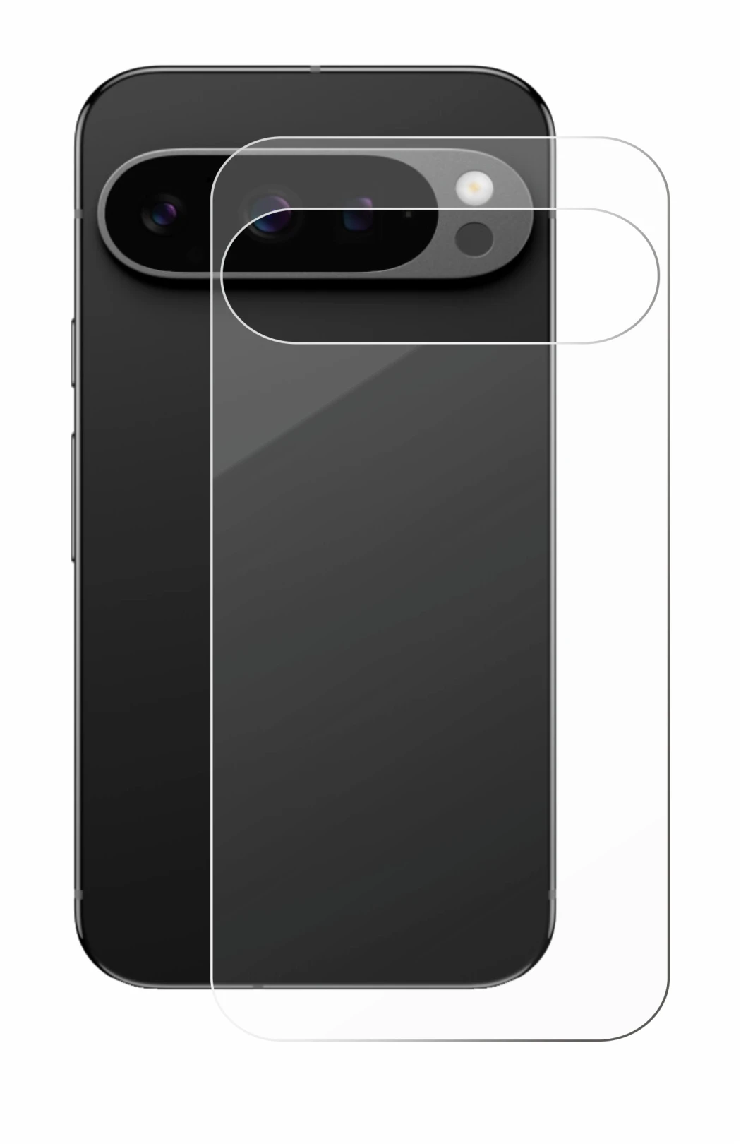 Immagine del dispositivo Google Pixel 9 Pro (Posteriore) con un'ampia varietà di protezioni per lo schermo.