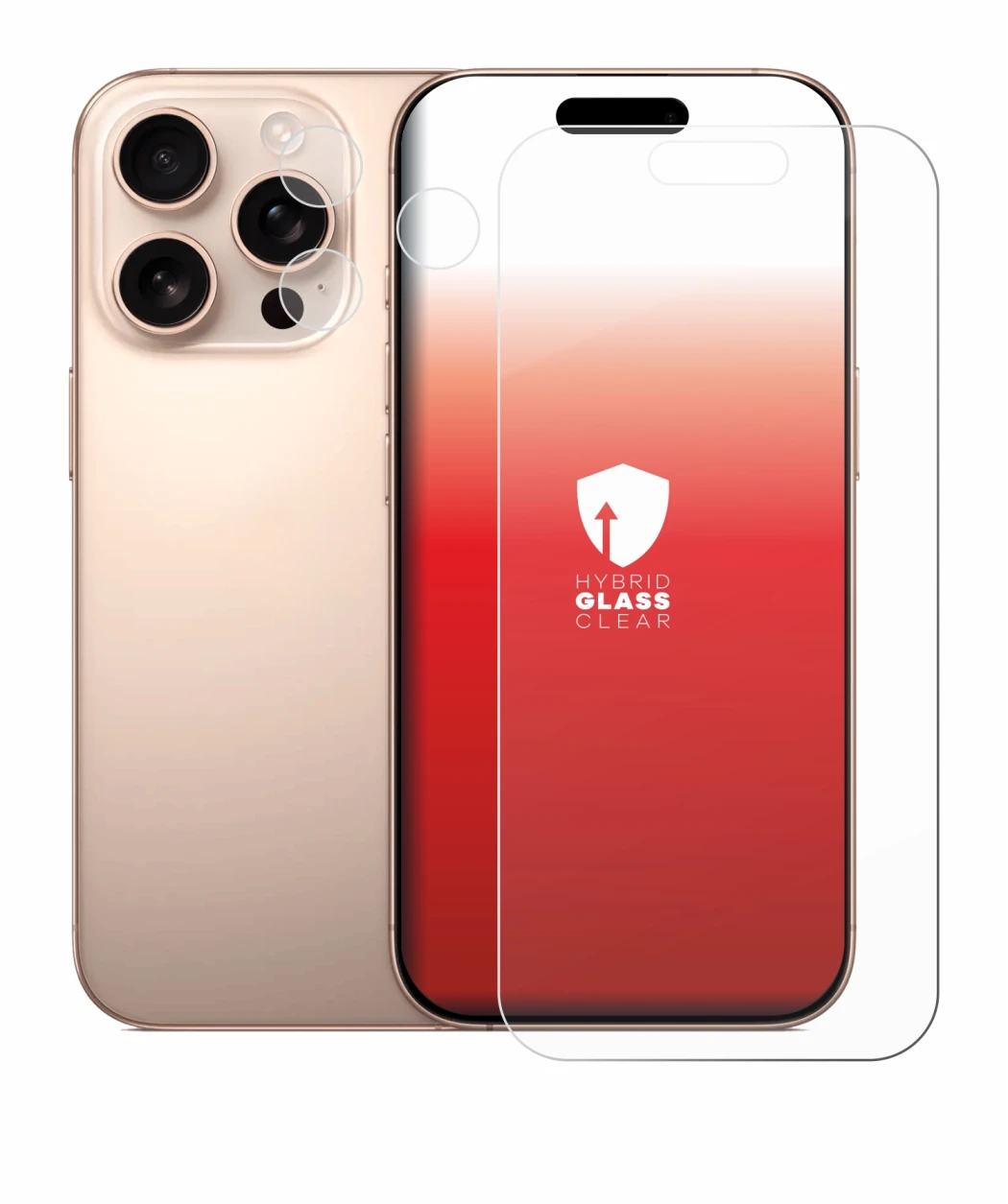 Immagine del dispositivo Apple iPhone 16 Pro (Fronte+Fotocamera) con un'ampia varietà di protezioni per lo schermo.