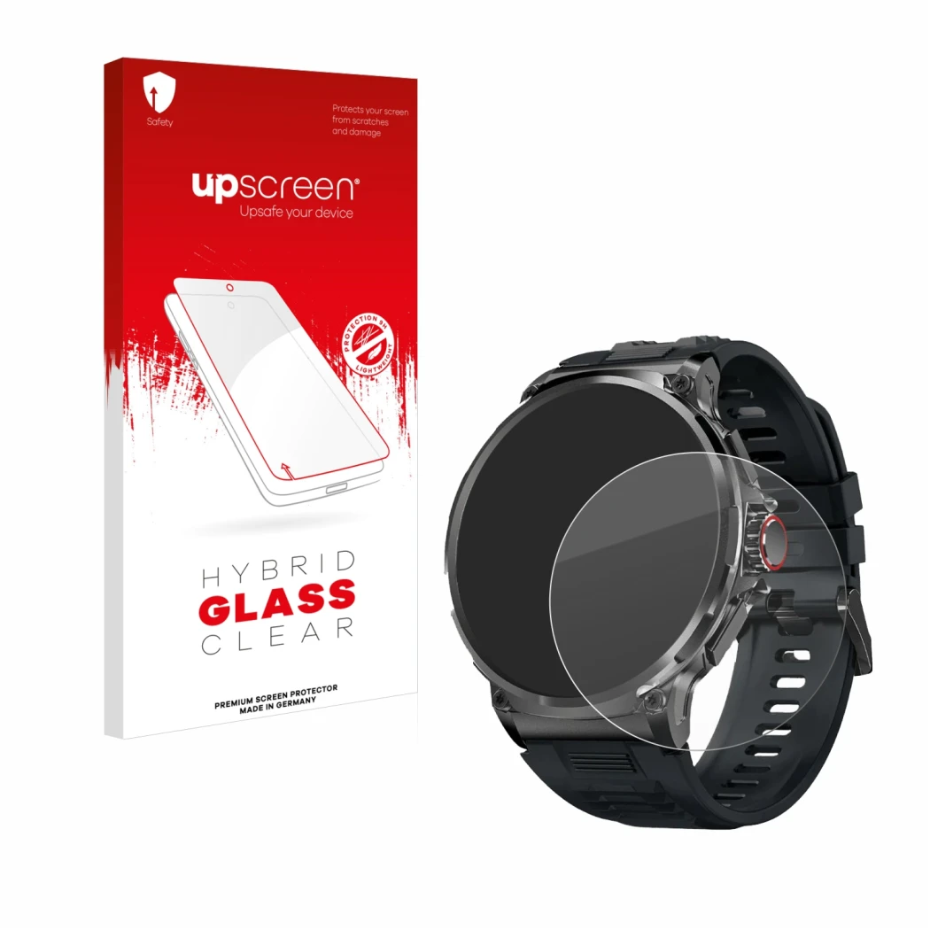 Parte frontale di una confezione del prodotto con il logo del marchio upscreen. Accanto è raffigurato il dispositivo Stahlgear