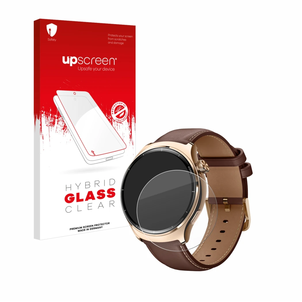 Parte frontale di una confezione del prodotto con il logo del marchio upscreen. Accanto è raffigurato il dispositivo Xiaomi Mi