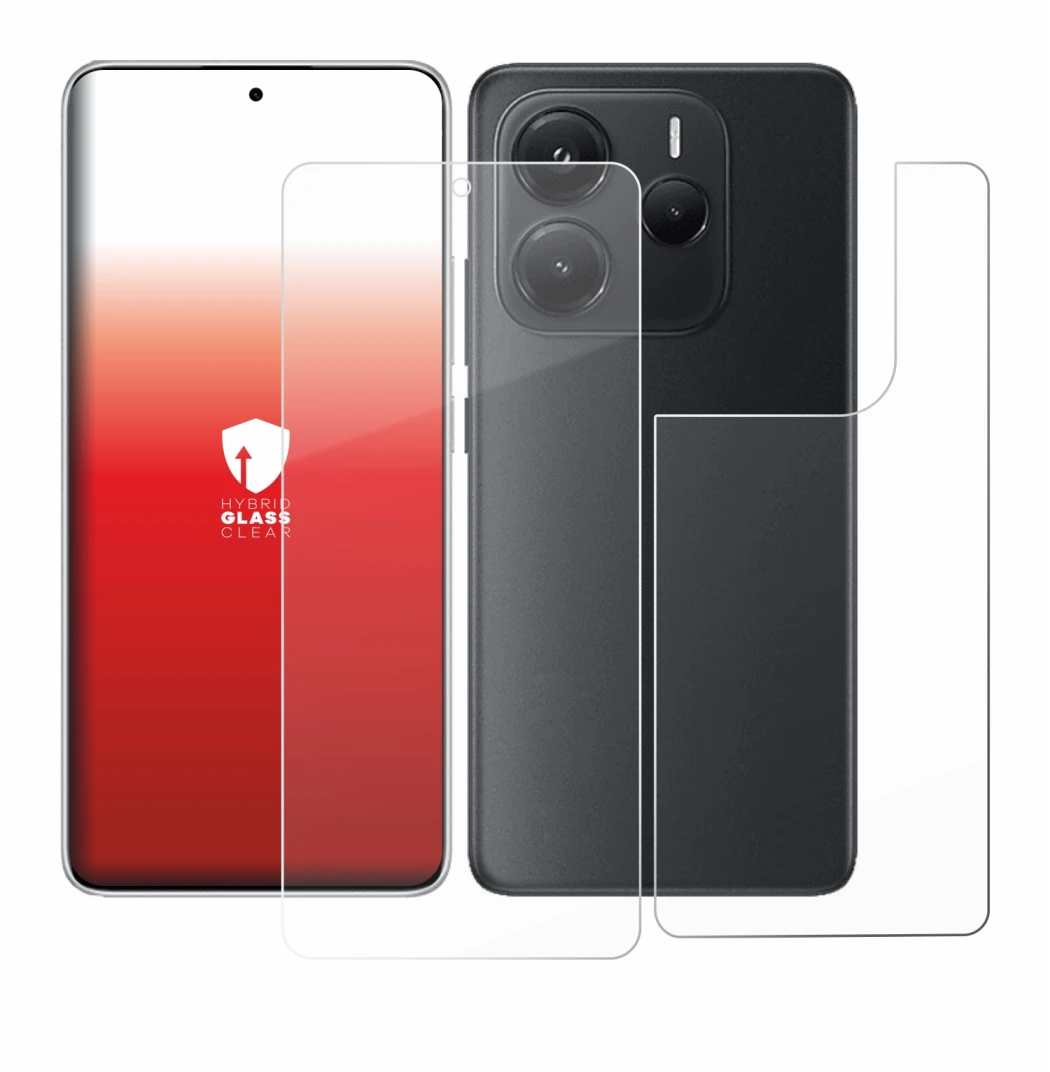 Immagine del dispositivo Xiaomi Redmi Note 14 (Fronte+Retro) con un'ampia varietà di protezioni per lo schermo.