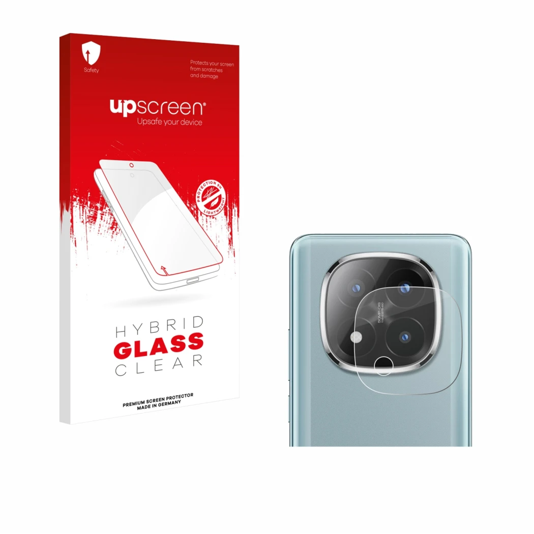 Parte frontale di una confezione del prodotto con il logo del marchio upscreen. Accanto è raffigurato il dispositivo Xiaomi Re