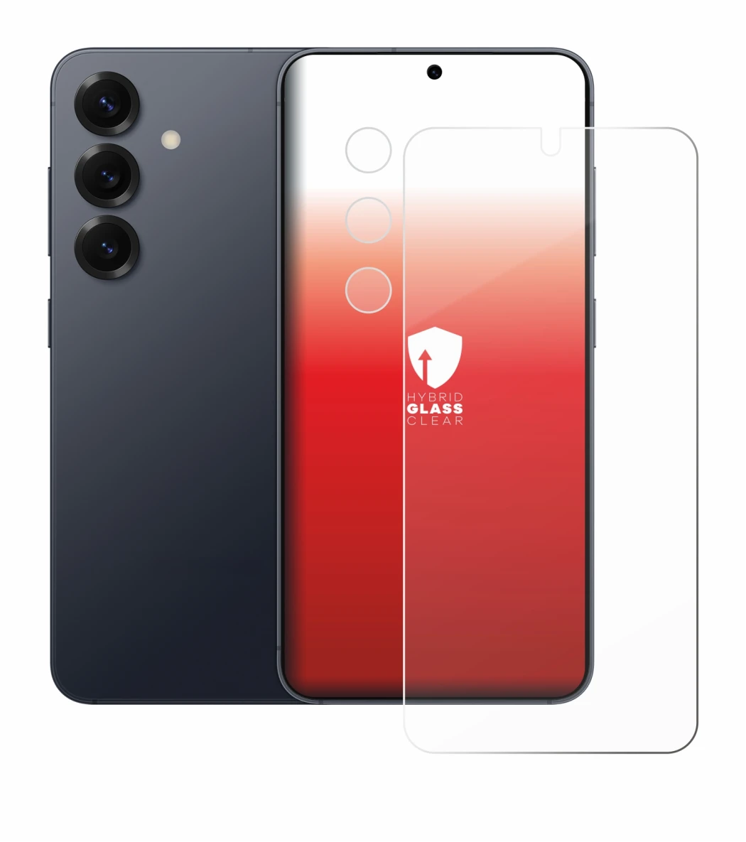 Immagine del dispositivo Samsung Galaxy S25 (Fronte+Fotocamera) con un'ampia varietà di protezioni per lo schermo.