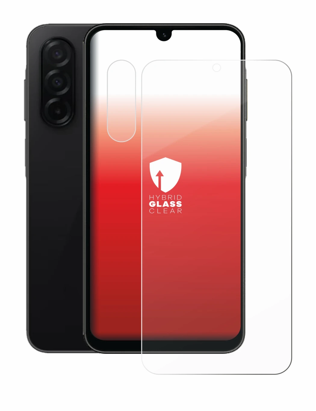 Immagine del dispositivo Samsung Galaxy A26 5G (Fronte+Fotocamera) con un'ampia varietà di protezioni per lo schermo.