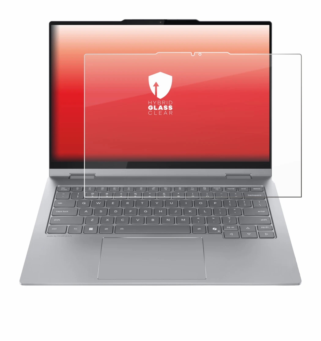 Immagine del dispositivo Lenovo ThinkBook 14 2-in-1 Gen 5 con un'ampia varietà di protezioni per lo schermo.