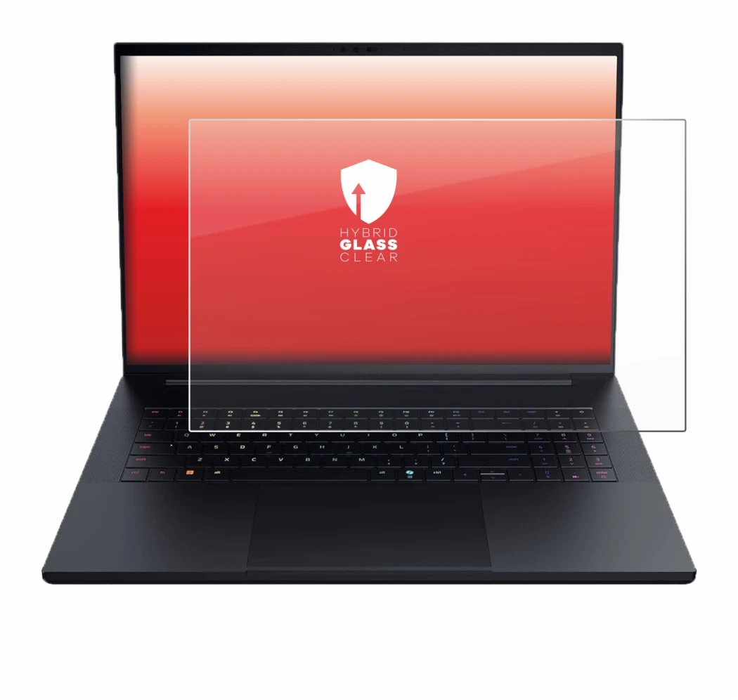 Immagine del dispositivo Razer Blade 18 2025 con un'ampia varietà di protezioni per lo schermo.