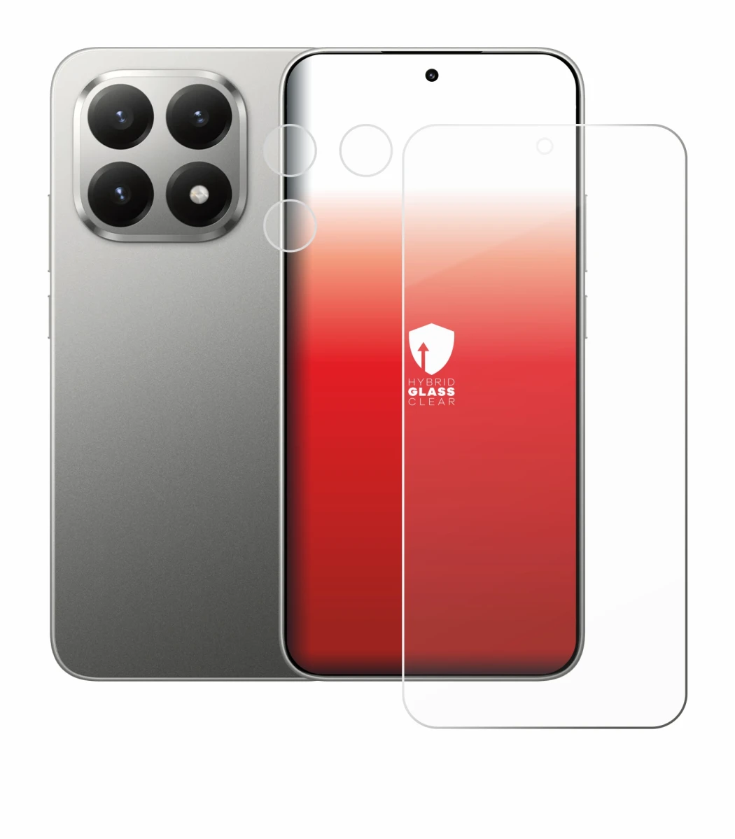 Immagine del dispositivo Xiaomi 15T (Fronte+Fotocamera) con un'ampia varietà di protezioni per lo schermo.