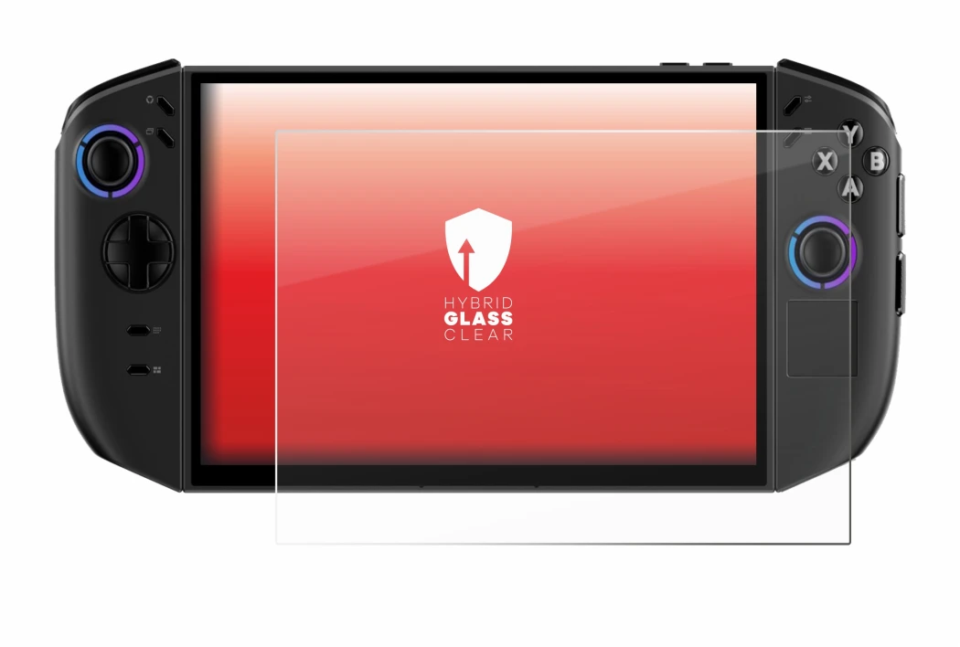 Immagine del dispositivo Lenovo Legion Go Gen 2 con un'ampia varietà di protezioni per lo schermo.