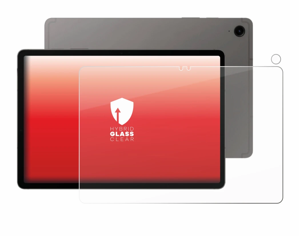 Immagine del dispositivo Samsung Galaxy Tab S9 FE (Fronte+Fotocamera) con un'ampia varietà di protezioni per lo schermo.