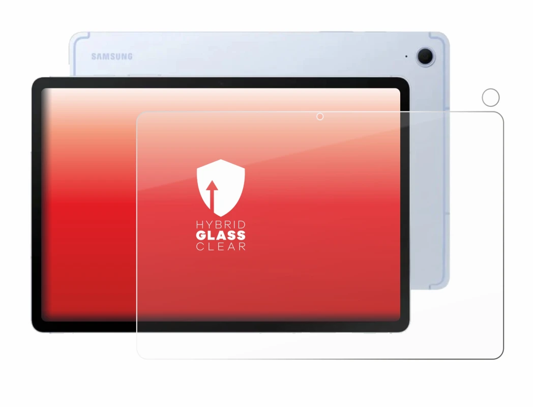 Immagine del dispositivo Samsung Galaxy Tab S10 FE (Fronte+Fotocamera) con un'ampia varietà di protezioni per lo schermo.