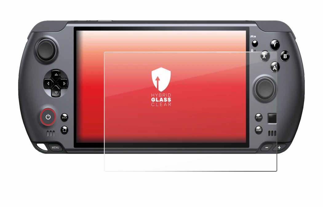 Immagine del dispositivo GPD Win 5 con un'ampia varietà di protezioni per lo schermo.