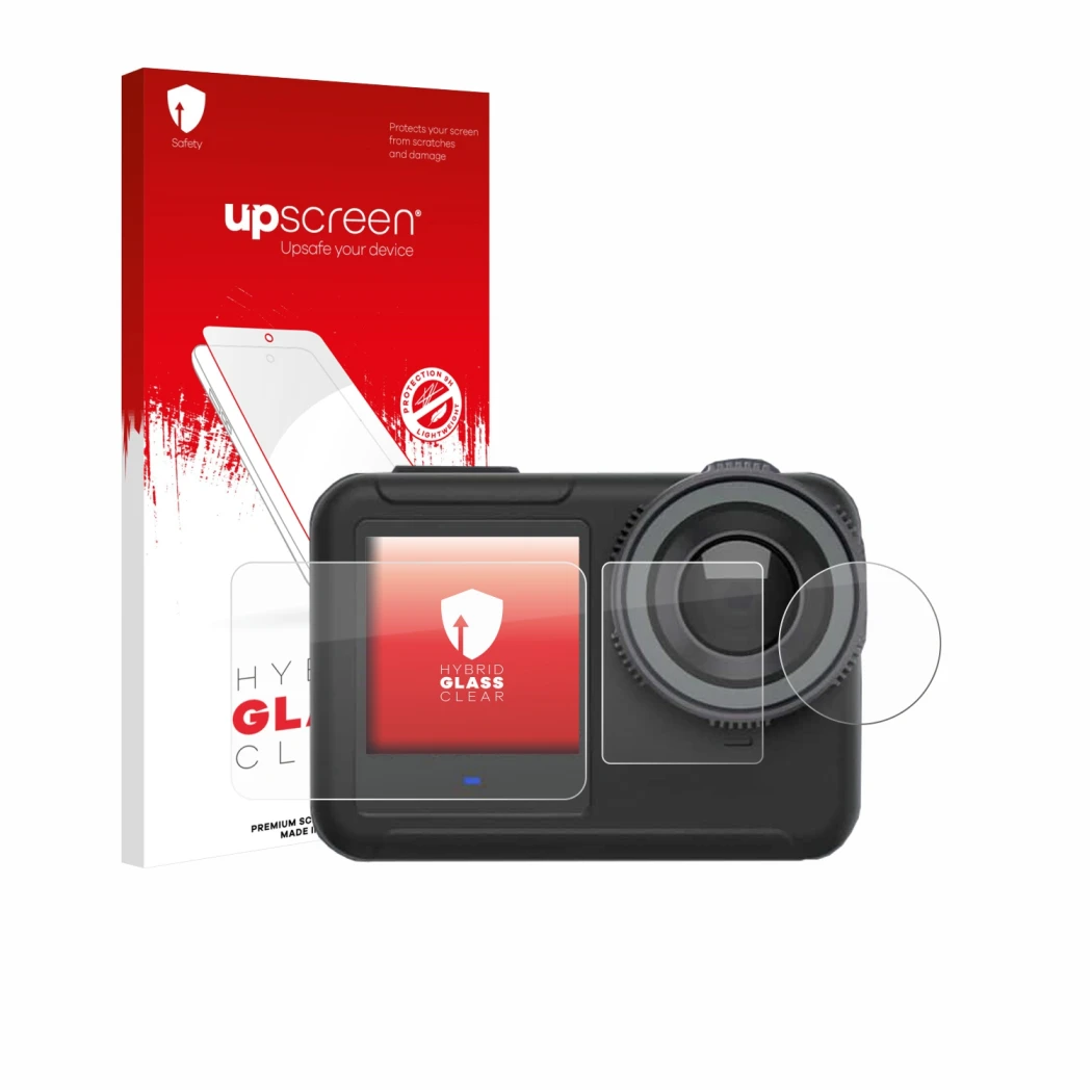 Parte frontale di una confezione del prodotto con il logo del marchio upscreen. Accanto è raffigurato il dispositivo SVBONY SV