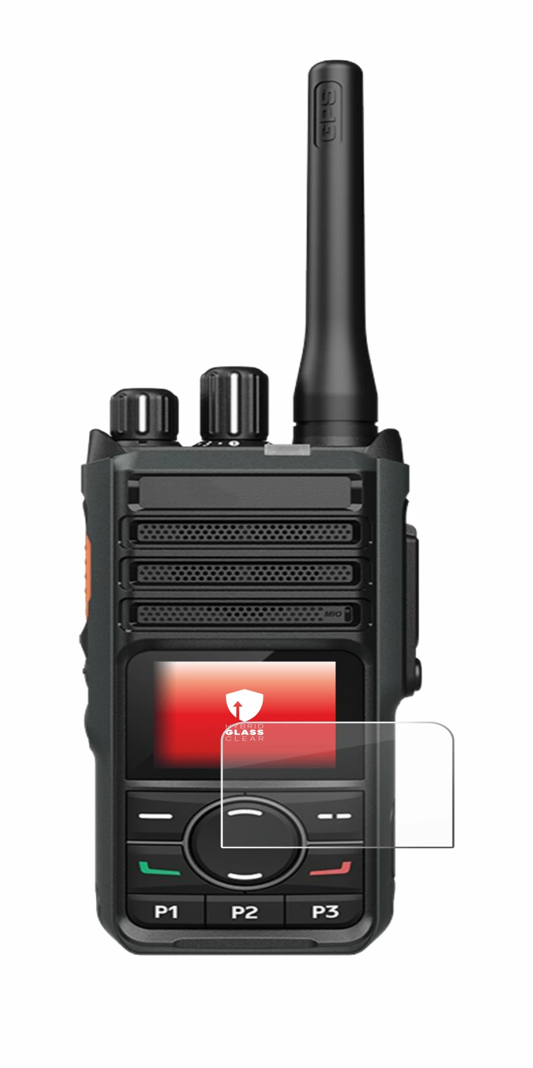 Immagine del dispositivo Hytera HP565 con un'ampia varietà di protezioni per lo schermo.
